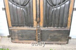 Antique Pair Ornate Victorian 1800s Carved Wood Horse Drawn Funeral Hearse Doors