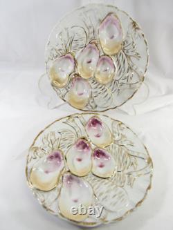 Antique Pair Oyster Plates Carl Tielsch Turkey Pattern 5 Wells Porcelain Signed