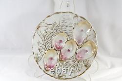 Antique Pair Oyster Plates Carl Tielsch Turkey Pattern 5 Wells Porcelain Signed
