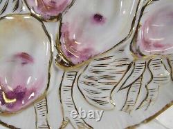 Antique Pair Oyster Plates Carl Tielsch Turkey Pattern 5 Wells Porcelain Signed