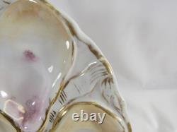 Antique Pair Oyster Plates Carl Tielsch Turkey Pattern 5 Wells Porcelain Signed