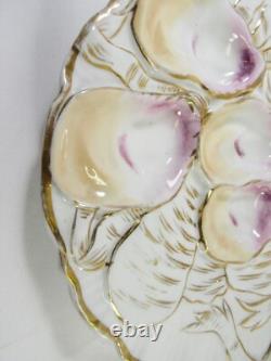 Antique Pair Oyster Plates Carl Tielsch Turkey Pattern 5 Wells Porcelain Signed