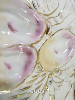 Antique Pair Oyster Plates Carl Tielsch Turkey Pattern 5 Wells Porcelain Signed