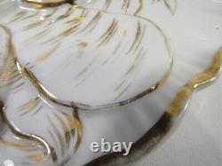 Antique Pair Oyster Plates Carl Tielsch Turkey Pattern 5 Wells Porcelain Signed