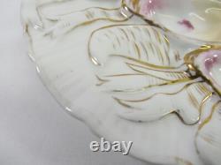 Antique Pair Oyster Plates Carl Tielsch Turkey Pattern 5 Wells Porcelain Signed