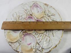 Antique Pair Oyster Plates Carl Tielsch Turkey Pattern 5 Wells Porcelain Signed