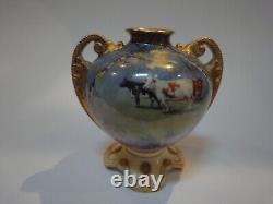 Antique Pair Royal Doulton Hand Painted cattle vases signed A. Eaton