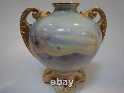 Antique Pair Royal Doulton Hand Painted cattle vases signed A. Eaton