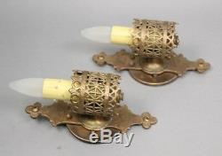 Antique Pair of 1920's Oscar Bach Signed Bronze Single Sconces (10738)