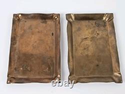 Antique Pair of 1930's Signed TIFFANY & CO. NY Brass Art Deco Trinket Dish Trays