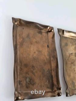 Antique Pair of 1930's Signed TIFFANY & CO. NY Brass Art Deco Trinket Dish Trays
