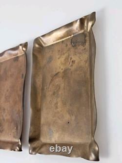 Antique Pair of 1930's Signed TIFFANY & CO. NY Brass Art Deco Trinket Dish Trays
