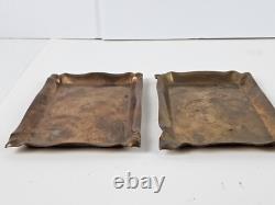 Antique Pair of 1930's Signed TIFFANY & CO. NY Brass Art Deco Trinket Dish Trays