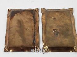 Antique Pair of 1930's Signed TIFFANY & CO. NY Brass Art Deco Trinket Dish Trays