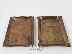 Antique Pair of 1930's Signed TIFFANY & CO. NY Brass Art Deco Trinket Dish Trays