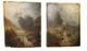 Antique Pair Of Barbizon School Landscapes Oil Panel Paintings Signed F. Robin