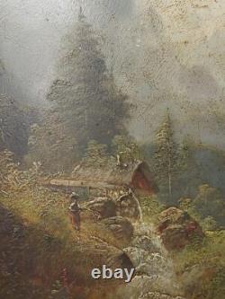 Antique Pair of Barbizon School Landscapes Oil Panel Paintings Signed F. Robin