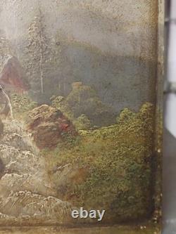 Antique Pair of Barbizon School Landscapes Oil Panel Paintings Signed F. Robin