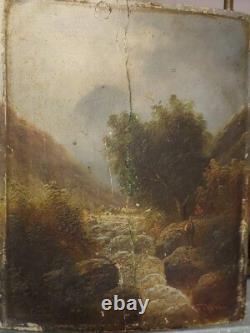 Antique Pair of Barbizon School Landscapes Oil Panel Paintings Signed F. Robin