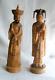 Antique Pair Of Carved Wood Chinese Emperor & Empress Carvings/statues Signed