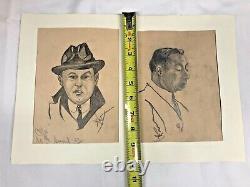 Antique Pair of Charcoal Sketches 1923 Unknown Artist Signed See Pics