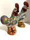 Antique Pair Of Chinese Porcelain Hand Painted Rooster Chicken Famille Signed