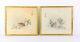 Antique Pair Of Chinese Watercolor Paintings Of Quails & Flowers On Silk Signed