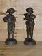 Antique Pair Of Edwardian Musical Playing Boys Spelter Figures Signed Kessler