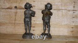 Antique Pair of Edwardian Musical Playing Boys Spelter Figures Signed Kessler