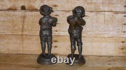 Antique Pair of Edwardian Musical Playing Boys Spelter Figures Signed Kessler