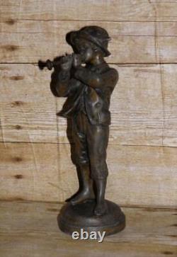 Antique Pair of Edwardian Musical Playing Boys Spelter Figures Signed Kessler