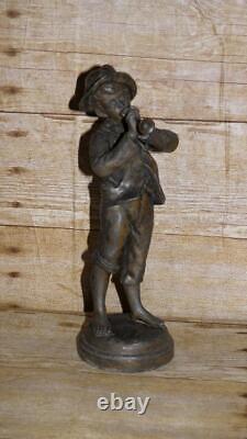 Antique Pair of Edwardian Musical Playing Boys Spelter Figures Signed Kessler