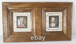 Antique Pair of Framed Miniature Portrait Paintings Signed Plimer, French