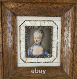 Antique Pair of Framed Miniature Portrait Paintings Signed Plimer, French