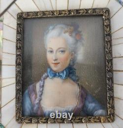 Antique Pair of Framed Miniature Portrait Paintings Signed Plimer, French