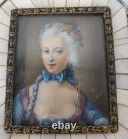 Antique Pair of Framed Miniature Portrait Paintings Signed Plimer, French