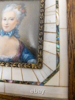 Antique Pair of Framed Miniature Portrait Paintings Signed Plimer, French