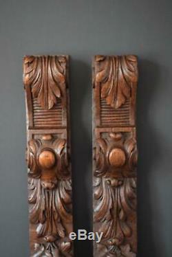 Antique Pair of French Carved Trim Posts Pillars Wall Column Signed