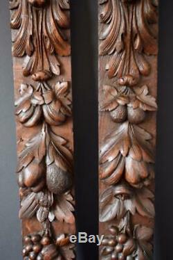 Antique Pair of French Carved Trim Posts Pillars Wall Column Signed