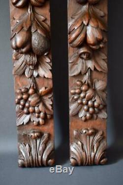 Antique Pair of French Carved Trim Posts Pillars Wall Column Signed