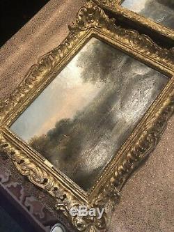 Antique Pair of Gilt Framed Edwin Buttery Landscapes Oil on Canvas British
