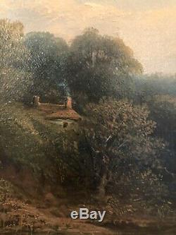 Antique Pair of Gilt Framed Edwin Buttery Landscapes Oil on Canvas British
