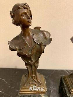 Antique Pair of Hans Muller Art Nouveau Bronze Sculptures