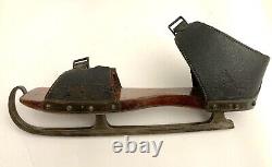 Antique Pair of Ice Skates Wood New England Signed Douglas Rogers Conn