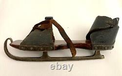 Antique Pair of Ice Skates Wood New England Signed Douglas Rogers Conn