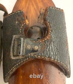 Antique Pair of Ice Skates Wood New England Signed Douglas Rogers Conn