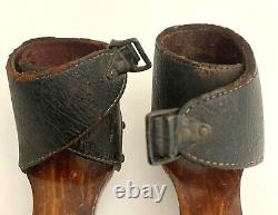 Antique Pair of Ice Skates Wood New England Signed Douglas Rogers Conn