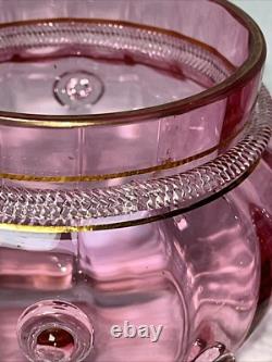 Antique Pair of Lobmyer Cranberry Glass Globus Vases Signed