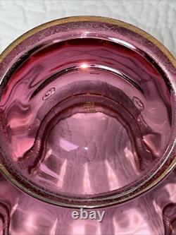 Antique Pair of Lobmyer Cranberry Glass Globus Vases Signed