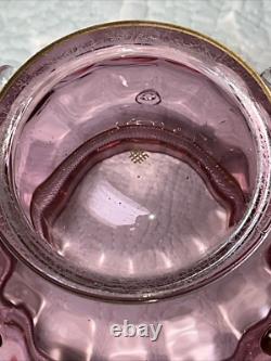Antique Pair of Lobmyer Cranberry Glass Globus Vases Signed